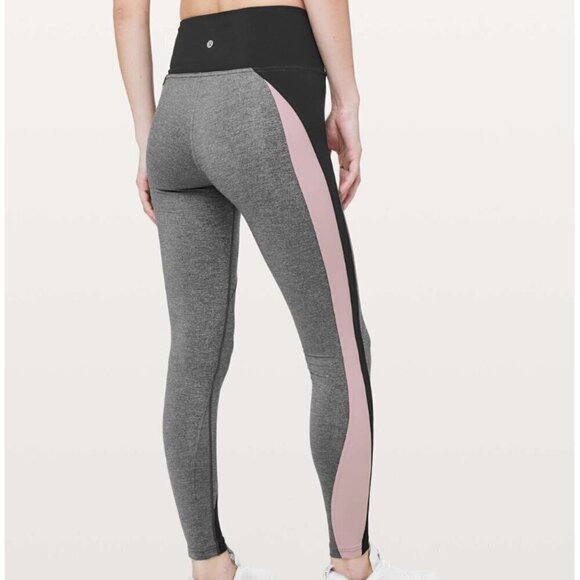 Lululemon Get Going Train Tight *28" Heathered Black / Black / Smoky Blush - Picture 6 of 6